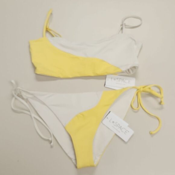 L Space Yellow White Bikini NWT - Picture 1 of 8